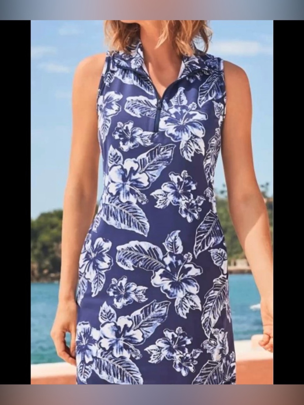 Bundle Tommy Bahama Navy Floral Zip Polo Dress